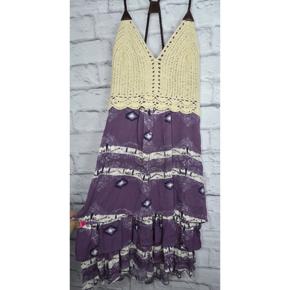 NWT Boot Barn Shyanne Crochet Boho Dress Purple Southwestern Aztec Festival S - Picture 4 of 9
